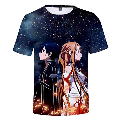 Ywfzzxs Camiseta Tops 3D Camisetas De Moda Undershirt Manga Corta Unisex Novedad Disfraz HD Anime Impresión Sword Art Online