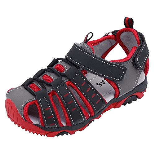 YWLINK Sandalias Deportivas NiñOs Zapatos para NiñOs Punta Cerrada Verano Playa Sandalias Zapatos,Zapatillas Antideslizante Fondo Blando Casuales(Rojo,24EU)