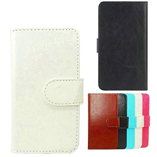 YZKJ Funda para BLU Bold N1 (6.4") + [4 Piezas] Cristal Templado Protector de Pantalla Cover Flip Folio Case PU Cuero Caso Función de Soporte Billetera Tapa Carcasa - Blanco