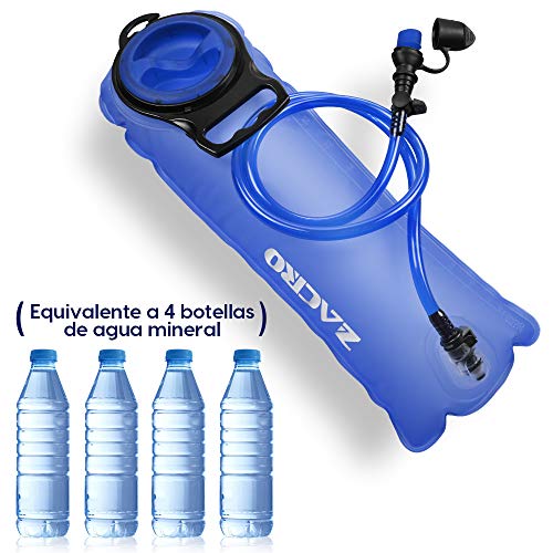 Zacro TPU Bolsa de Hidratación 2.5L, Mochila Hidratación Portátil sin BPA, Bolsa de Agua con Sistema de Auto-Bloqueo y Apertura Grande, para Ciclismo, Senderismo, Carrera, Escalada, Camping