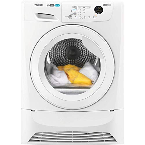 Zanussi ZDH8353W Secadora con Bomba de Calor de Libre Instalación, 8 Kg, Motor Inverter, Programa Antiarrugas, Tambor XXL, Puerta XXL, Filtro EcoFlow, Display LCD, Inicio Diferido, Blanco, A++