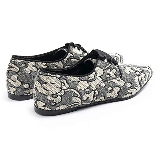 Zapatilla de punta de terciopelo Damasco gris y blanco – A707 ahumado – Talla Gris Size: 38 EU