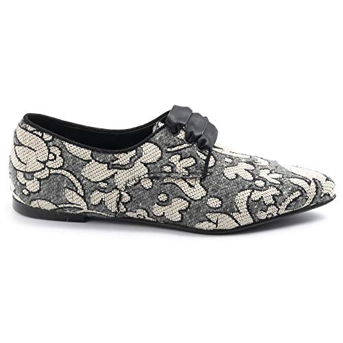 Zapatilla de punta de terciopelo Damasco gris y blanco – A707 ahumado – Talla Gris Size: 38 EU