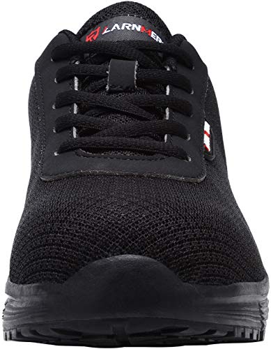 Zapatillas de Seguridad Mujer L8038 S1 SRC Zapatos de Trabajo con Punta de Acero Ultra Liviano Suave y cómodo Transpirable Antideslizante(38 EU,Negro Oscuro)