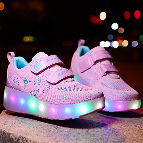 Zapatos con Ruedas Zapatillas con Dos Ruedas para niños y niña Led Luces Zapatillas con Ruedas Se Puede Bambas con Ruedas Carga con USB Automática Calzado de Skateboarding