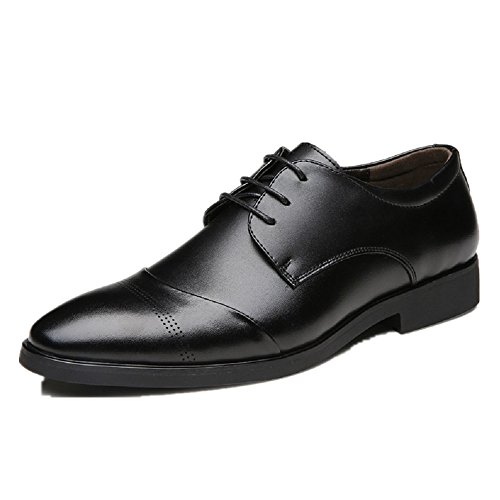 Zapatos Oxford Hombre, Cuero Vestir Cordones Derby Calzado Boda Negocios Brogue Negro Marron Rojo 37-47EU BK42