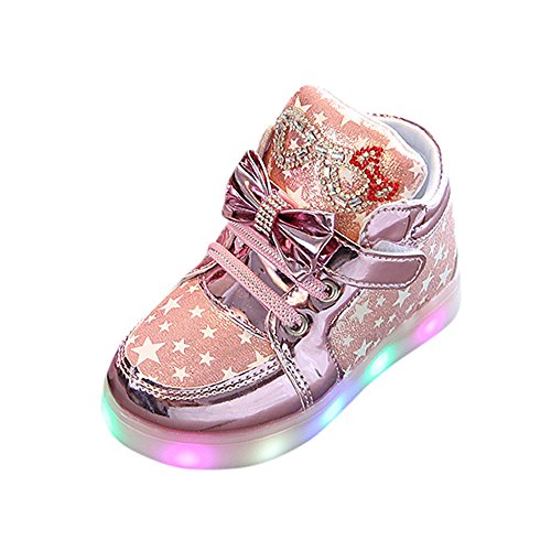 Zapatos Planos para Niñas pequeñas,Yesmile Zapatos Bebé Navidad led Niños Primer Paso Infantil Elegante Exterior Invierno(1-6 años)