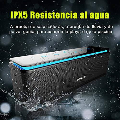 ZEALOT S7 Altavoz Bluetooth,Altavoces Bluetooth portatiles 26W,Altavoz inalámbrico Portátil,24 Horas de Reproducción,Impermeable IPX6 con Powerbank(10000mAh),Bluetooth 5.0 y Manos Libres