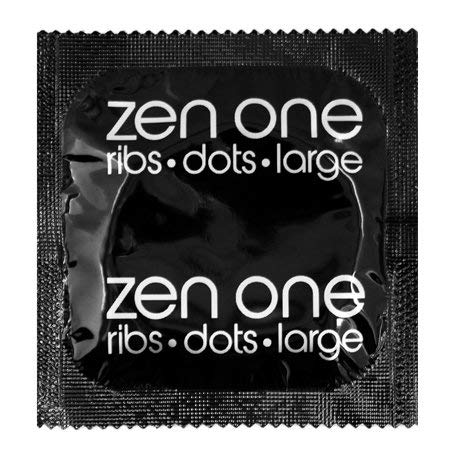 Zen One Condoms (2 Paquetes) de - 12 condones de gran tamaño acanalados y punteados con lubricación adicional