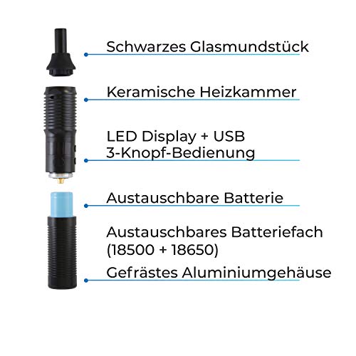 Zen Vaporizers Stilus Pro Vaporizador de Conducción para Hierbas, Aceites y Ceras, Batería 1600mAh, Carcasa Aluminio - Sin Nicotina