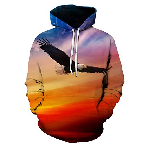 ZHRDRJB Sudaderas con Capucha 3D Impresión,Cielo Águila Animal Impreso Sudaderas con Capucha Sudaderas con Capucha Sueltas De Gran Tamaño Ropa De Calle De Manga Larga Otoño Invierno Ropa Casual, 3XL