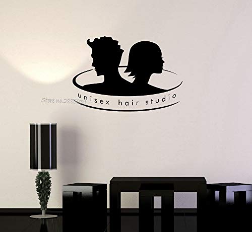 zhuziji Nuevas Pegatinas de Pared de Vinilo Oferta de Estudio de Cabello Unisex peluquería Estilista salón Pegatina de Pared barbería Arte Mural de Pared 61x42cm