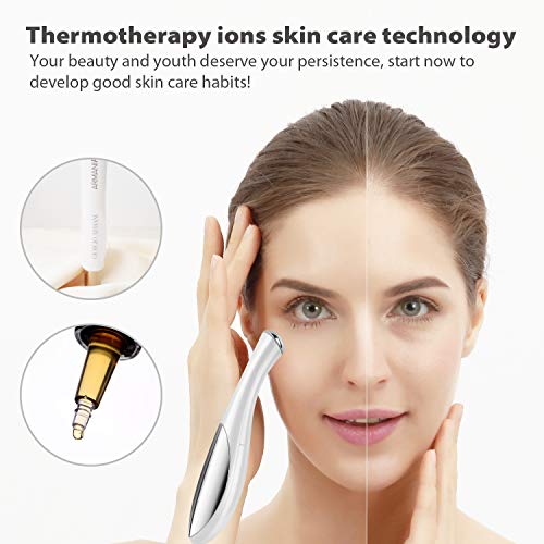 ZLiME Eye Massager Wand Electric 42 ℃ Erhitzte Sonic Under Eye Faltenmassagegerät Ionic Infusion - Lindert Augenringe Puffy Eyes (Weiß)