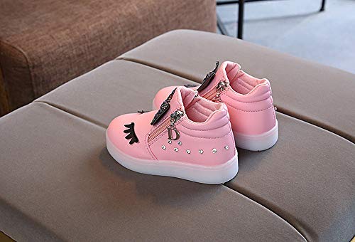 ZODOF Zapatos Casuales CóModos De Los NiñOs Lindos del Conejo NiñOs BebéS Infantil Crystal Bowknot Led Botas Luminosas Zapatillas Deportivas Zapatillas