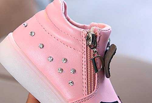 ZODOF Zapatos Casuales CóModos De Los NiñOs Lindos del Conejo NiñOs BebéS Infantil Crystal Bowknot Led Botas Luminosas Zapatillas Deportivas Zapatillas