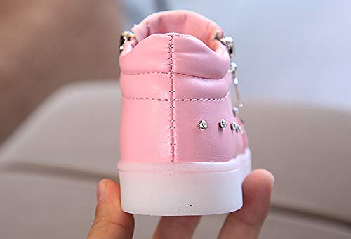 ZODOF Zapatos Casuales CóModos De Los NiñOs Lindos del Conejo NiñOs BebéS Infantil Crystal Bowknot Led Botas Luminosas Zapatillas Deportivas Zapatillas