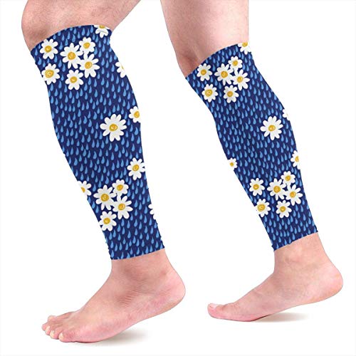 zsxaaasdf Blue Daisy Little Cute Cool Running Home Workout Sport Gym Gear Accessories Calf Compression Sleeve Leg Jobs Running Half Foot Guard Protective Supports Guards