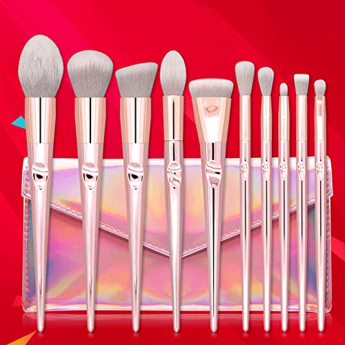 ZX-SHOP Brochas de Maquillaje, 10pcs Maquillaje Profesional Pinceles Maquillaje de Ojos, Rubor, Contorno, Corrector, Pinceles Cosméticos, Pincel Cosmético Profesional