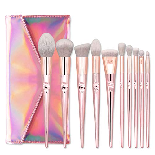 ZX-SHOP Brochas de Maquillaje, 10pcs Maquillaje Profesional Pinceles Maquillaje de Ojos, Rubor, Contorno, Corrector, Pinceles Cosméticos, Pincel Cosmético Profesional