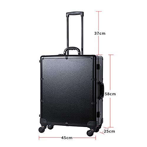 ZZSQ 4 en 1 Peluquería Maquillaje Vanity Case Gran Pantalla Completa Espejo Iluminado Mesa de Tren portátil Estuche Estación de Maquillaje Vanity Cosmetic Trolley,Negro