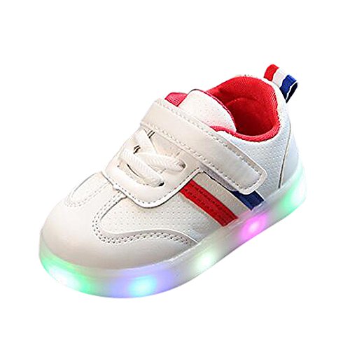 1-6 Años,SO-buts Niño Niños Niños Bebé Niñas Niña Zapatos De Rayas Casuales Led Se Enciende Zapatillas Luminosas Zapatos Deportivos (Rojo,21 EU)