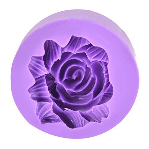 1 molde de silicona 3D para fondant de tartas, diseño floral, color morado y verde