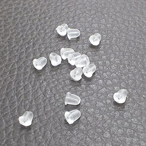 100 pares (200pcs) Gel Goma pendientes parte posterior Fasten garras Backs – quirúrgico oreja tuercas pendiente backings studs tapón de seguridad de la espalda (transparente)