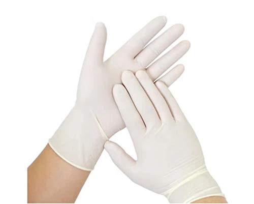 100 unidades de guantes de látex en caja dispensadora – sin polvo no estéril elástico blanco – Guantes de exploración Alemania – Guantes desechables desechables (L)