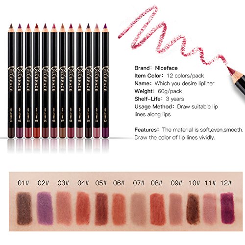 12 Colores Impermeable Delineador De Labios De Larga Duración Set, Contornos Lápiz Labial Set, Lápiz De Maquillaje Pintalabios