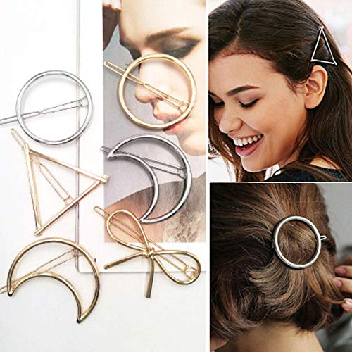 12 piezas Pinzas para el Pelo de Metal, Oro plata hueco geométrico Metal horquilla pelo Clip abrazaderas, Horquillas para el Pelo Pinzas para Mujeres y Chicas