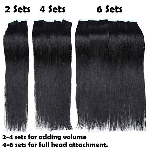 12"(30cm) SEGO Extensiones Adhesivas de Cabello Natural Sin Clip 2g*10pcs #4/27 Castaño Chocolate/Rubio Oscuro 100% Remy Pelo Humano Tape in Hair Extensions (20g)