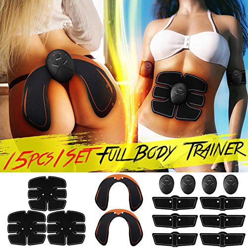 15PCS / Set EMS Entrenador Abdominal Muscular Músculo inalámbrico Inteligente ABS Rodillo Abdominal de Cadera Muscular Abdominal Conjunto de Masaje Pérdida de Peso cinturó Estimulador Abdominal