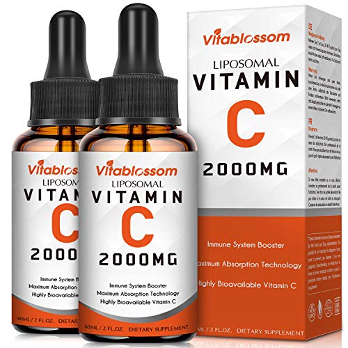 2 botellas Absorción máxima de vitamina C liposomal | Soluble en grasas VIT C | Apoya enormemente el sistema inmunológico y la salud del colágeno | Sin OMG | Vegan Friendly | 2000mg