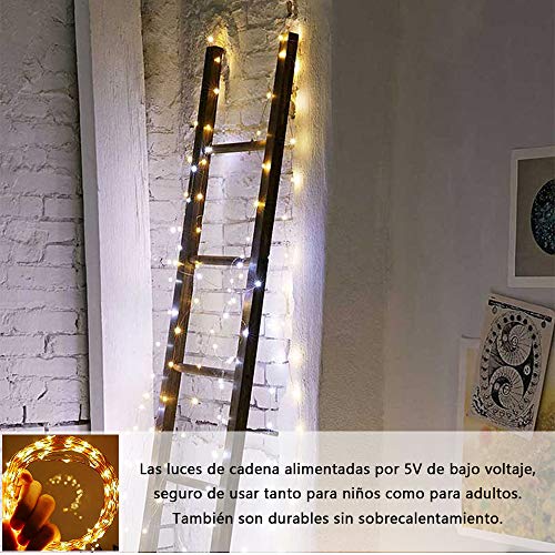 [2 Pack] Guirnaldas Luces Con enchufe USB,10m/100 LED 8 modos Luces de Hadas de 33 pies con Control Remoto y Temporizador Luces de Luciérnaga Decoración Navideña Dormitorio Fiesta Luces de