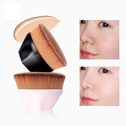 2 Pcs High-Density Seamless Foundation Brush BB Cream Makeup Brushes Loose Powder, Flawless Wand Foundation Brush Six Corners Powder Makeup Brushes (Rosa+negro)