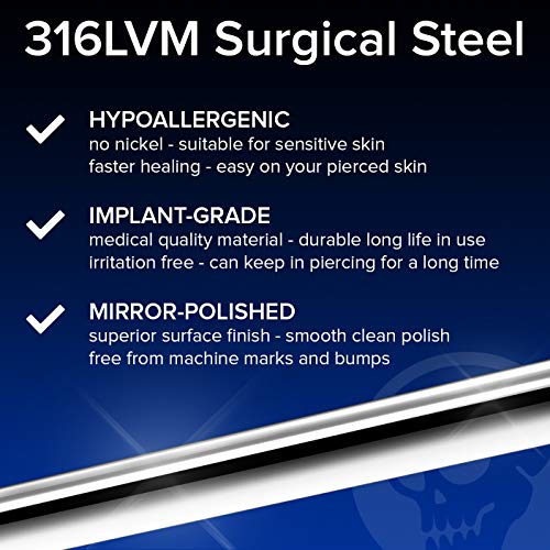 2 Piezas 1.2mm 16g Acero Quirúrgico 316L Hélice Circular de Herradura Piercing, Anillo de Tabique 12mm