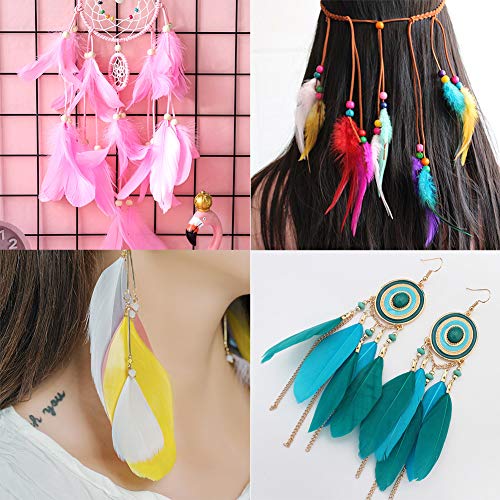 250 plumas naturales de colores llamativos para manualidades y atrapasueños, ideal para bodas, fiestas y decoración (3 tamaños) Amarillo naranja.