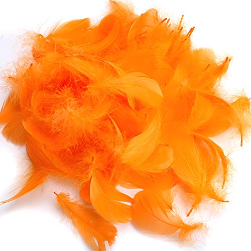 250 plumas naturales de colores llamativos para manualidades y atrapasueños, ideal para bodas, fiestas y decoración (3 tamaños) Amarillo naranja.