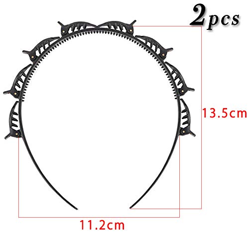 2pcs Horquillas de Peinado para Flequillo Diadema Trenzada con Dientes Accesorios Pelo Mujer Chica Herramientas Cabello