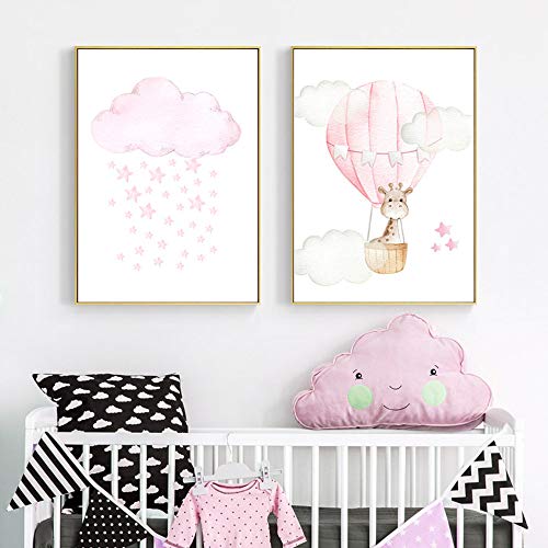 3 Cuadros Infantiles para Habitacion Niño Animales Gato Laminas Decorativas Pared Infantil Decorar Habitaciones de Bebe Regalo Impresiones de Lienzo PTANB003-M