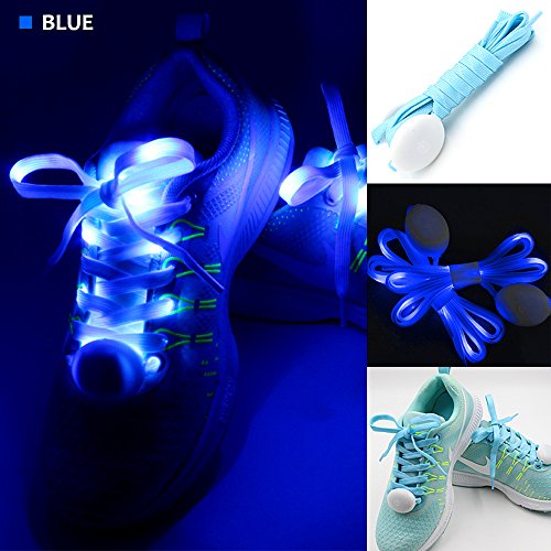 3 Paquete de Cordones de Zapatos de Luz LED, FineGood Nylon Cordones con Cuatro Modos Brillante para Bailar Hip-hop Ciclismo Correr Senderismo Patinaje Deporte - Azul, Naranja, Verde