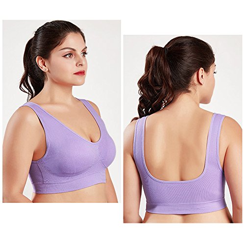 3 Piezas Sujetador Deportivo para Mujeres Sin Costuras Yoga Racerback Top con Almohadillas Extraíbles Ultimate Corriendo Gimnasio Ropa (5XL: 48/50, Azul&Sandía&Morado)