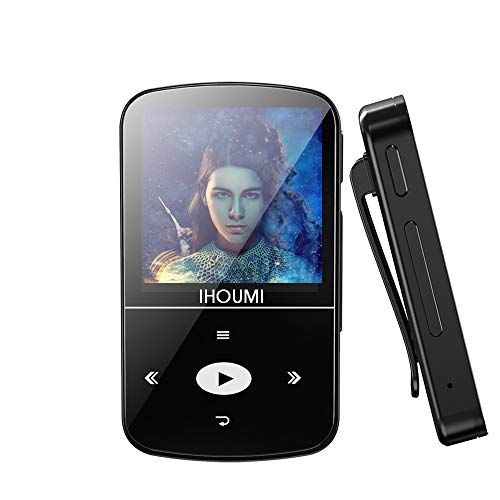 32GB Reproductor MP3 Bluetooth 4.2 Súper Ligero Gran Memoria Deportes IHOUMI Mp3 Player con Radio FM, Grabación de Voz, Podómetro,E-Book, Soporte SD USB TF hasta 128 GB Tarjeta