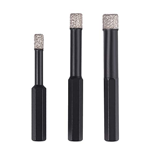 3pcs Brocas de Diamante en Seco Sierra Agujero en Mojado/Seco Brocas para Hacer Agujero Sierra Perforadora para Vidrio Porcelana Cerámica Baldosa Azulejo Granito Marmol(6 8 10 mm)