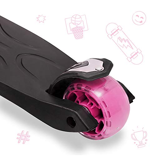 3StyleScooters® RGS-3 Patinete Scooter Tres Ruedas para Niños Mayores Niños de 7 Años o Más con Luces LED en Ruedas de 5cm, Diseño Plegable, Manillar Ajustable (Rosa, 7 Años y Más)