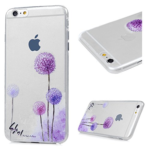 3x Funda iPhone 6, 6s Carcasa Silicona Gel Case Ultra Delgado TPU Goma Flexible Cover para iPhone 6/6s - Chica + Bici + Diente De León