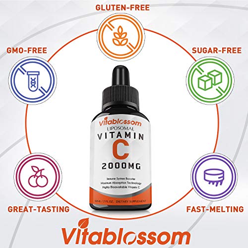 4 botellas Absorción máxima de vitamina C liposomal | Soluble en grasas VIT C | Apoya enormemente el sistema inmunológico y la salud del colágeno | Sin OMG | Vegan Friendly | 2000mg