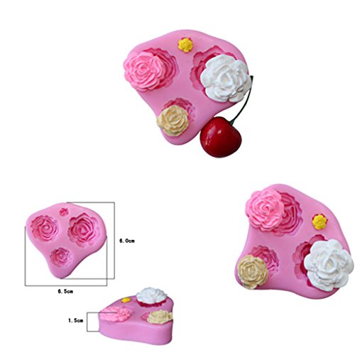 4 moldes de silicona, en 3D, con forma de rosas, para moldear fondant, utensilios de cocina para esculpir, modelar y decorar pasteles.