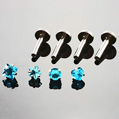 4 PCS Pendiente Nariz Mujer Circonita Azul Piercing Hombre Azul