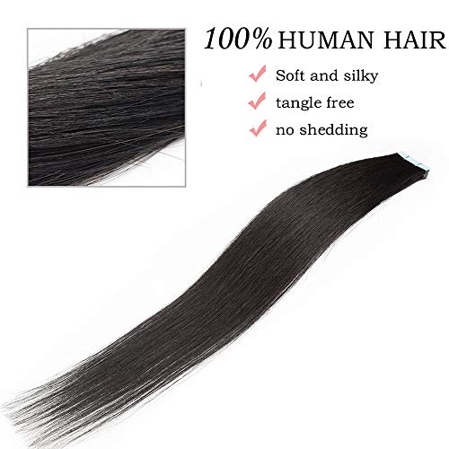 40cm Extensiones Adhesivas de Cabello Natural 10PCS #1 Negro Intenso (25g)